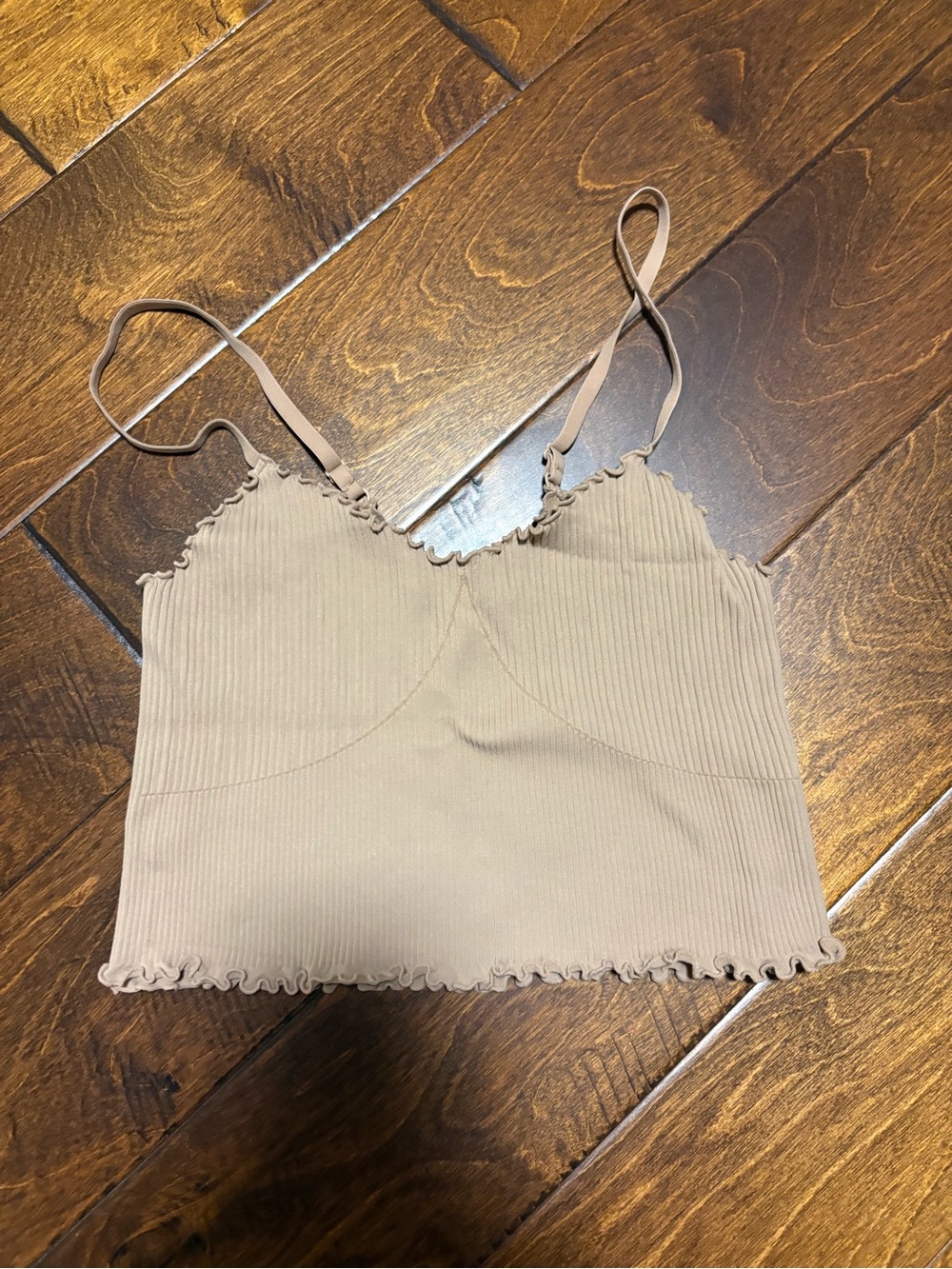 Aerie ribbed lettuce bra top